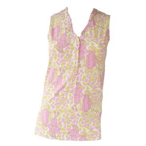 Missy Maude Pink & Green Golf Girl Print Tank Top